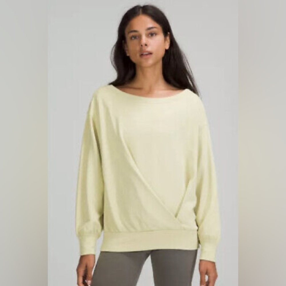 Lululemon Pleated Modal‎ Fleece Pullover Sweatshirt Dew Green Size 8